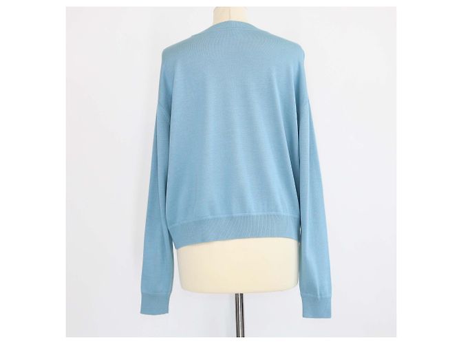 Hermès Hermes Blue Silk Brides de Gala Twillreine Pullover Blau - Ansicht 3
