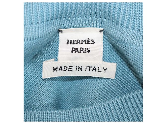 Hermès Hermes Blue Silk Brides de Gala Twillreine Pullover Blau - Ansicht 5