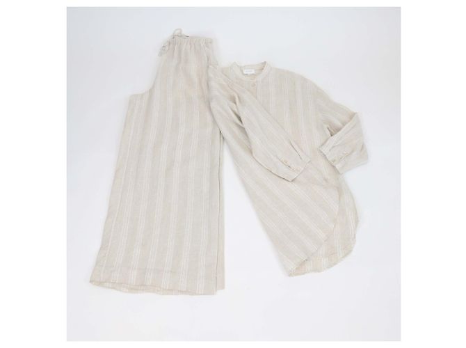 Autre Marque Set Tunica a Maniche Lunghe e Pantaloni Kora in Lino Beige Les 100 Ciels - vista 2