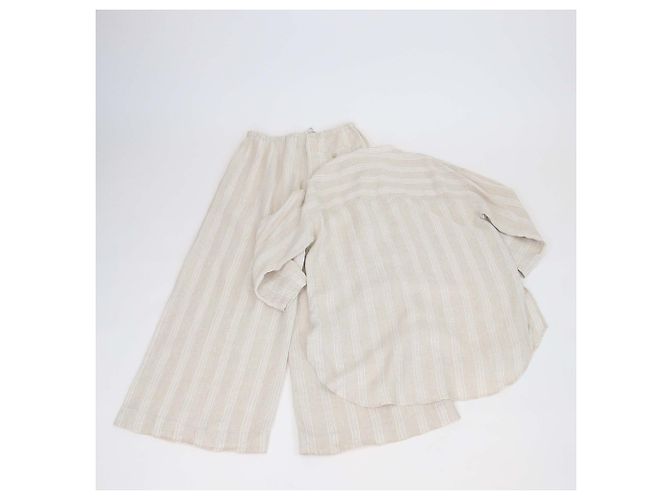 Autre Marque Set Tunica a Maniche Lunghe e Pantaloni Kora in Lino Beige Les 100 Ciels - vista 3