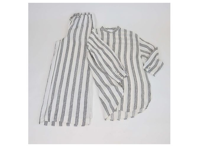 Autre Marque Ensemble Tunique à Manches Longues et Pantalon Kora en Lin Blanc Les 100 Ciels - vue 2