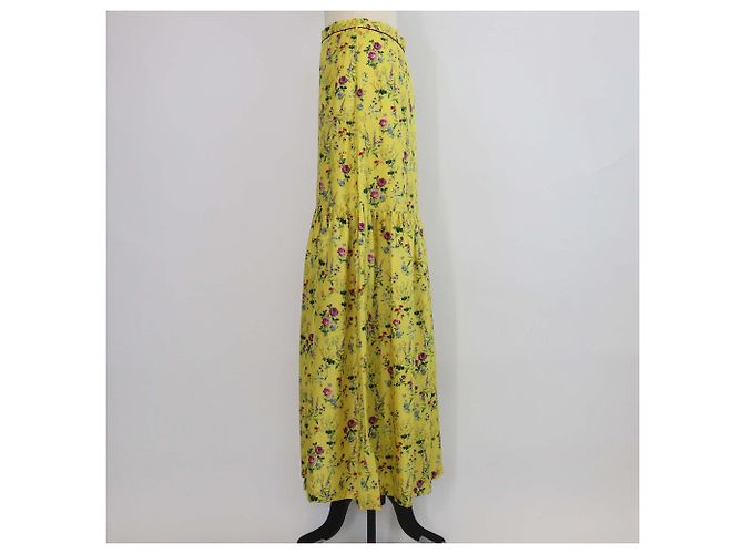 Falda Maxi Elisir Max Mara de seda amarilla con estampado floral Amarillo - vista 2