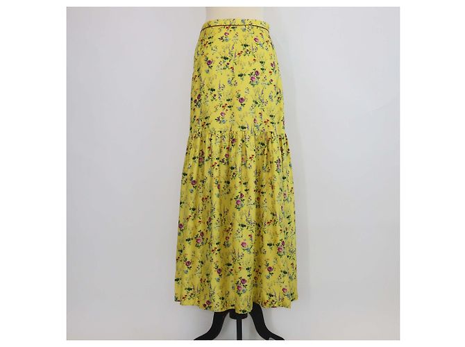 Falda Maxi Elisir Max Mara de seda amarilla con estampado floral Amarillo - vista 3
