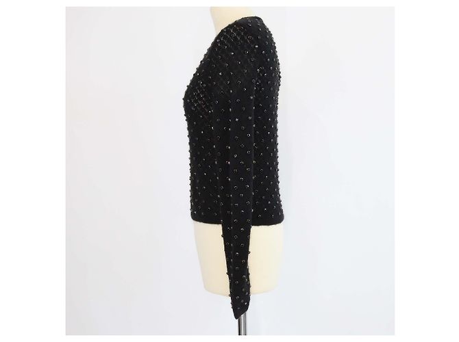 Autre Marque Max Mara Studio Black Mohair Rally Bestickter Pullover Schwarz - Ansicht 2