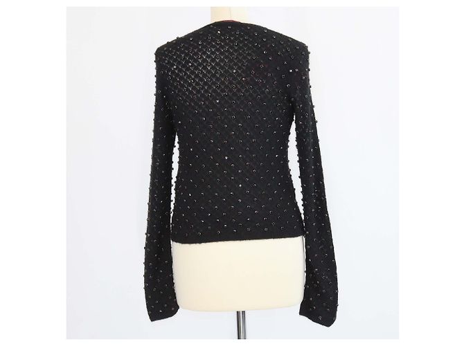 Autre Marque Max Mara Studio Black Mohair Rally Bestickter Pullover Schwarz - Ansicht 3