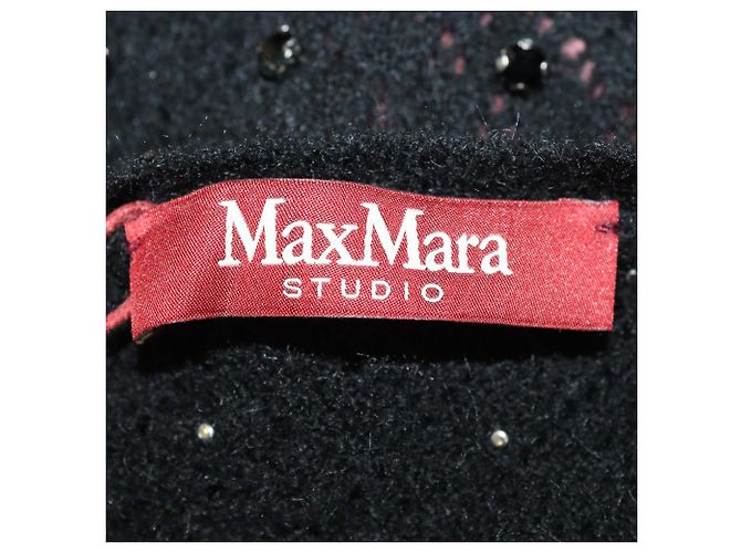 Autre Marque Max Mara Studio Black Mohair Rally Bestickter Pullover Schwarz - Ansicht 5