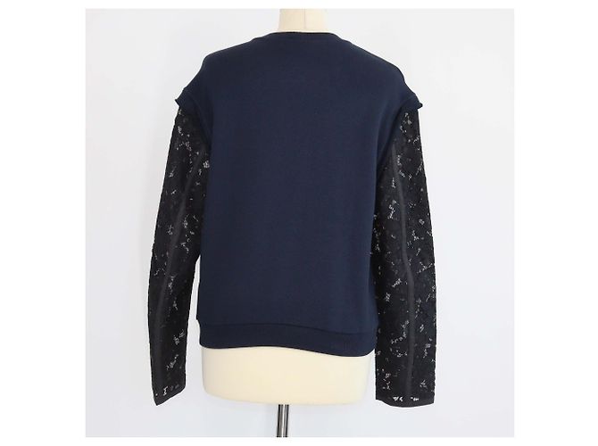 Sudadera 3.1 Phillip Lim Azul Marino/Negro de algodón con mangas de encaje floral - vista 3