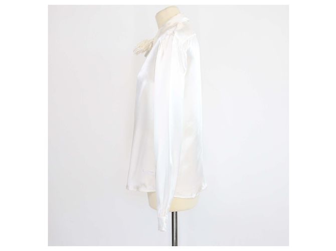 Camicia a maniche lunghe in raso ricamato Prada Ivory Satin Crudo - vista 2