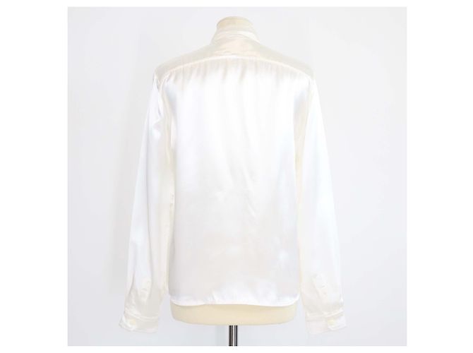 Camicia a maniche lunghe in raso ricamato Prada Ivory Satin Crudo - vista 3