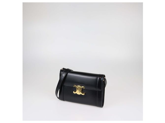 Céline Borsa a tracolla Celine Triomphe in pelle lucida nera Nero - vista 2