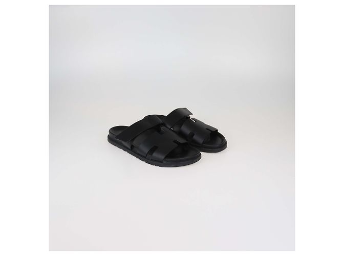 Hermès Sandali slide Chypre in pelle nera Hermes Nero - vista 2