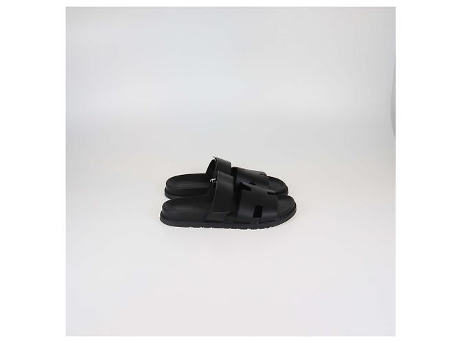 Hermès Sandali slide Chypre in pelle nera Hermes Nero - vista 3