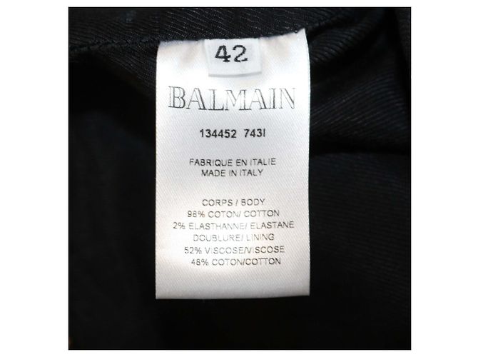 Minifalda Balmain de algodón a rayas negras con botones ornamentados Negro - vista 5