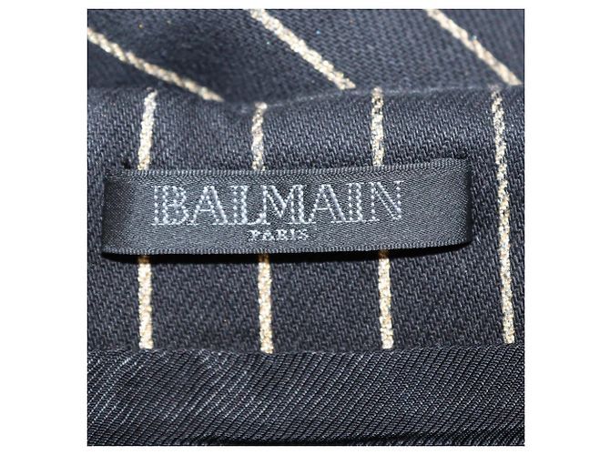 Minifalda Balmain de algodón a rayas negras con botones ornamentados Negro - vista 6