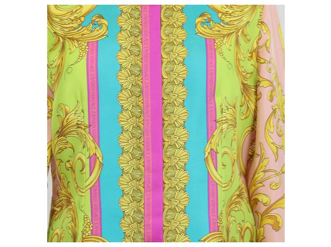 Camicia Versace Heritage Fit in seta con stampa barocca multicolore - vue 4