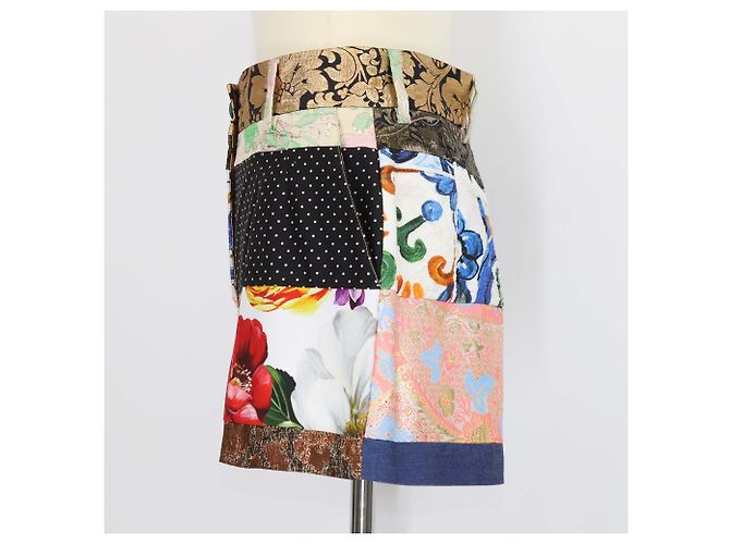 Dolce & Gabbana Multicolor Fabric Blend Brocade Patchwork High Waist Shorts - view 2