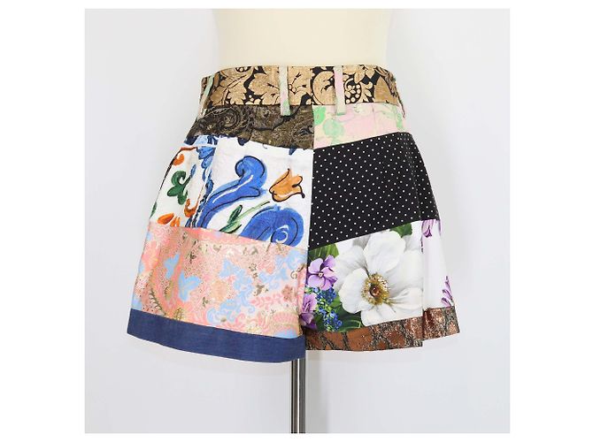 Dolce & Gabbana Multicolor Fabric Blend Brocade Patchwork High Waist Shorts - view 3