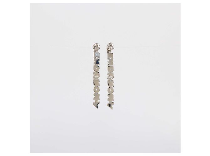 Fendi Silver Tone Metal Crystal Embellished Fendi Roma Drop Earrings Silvery - view 3