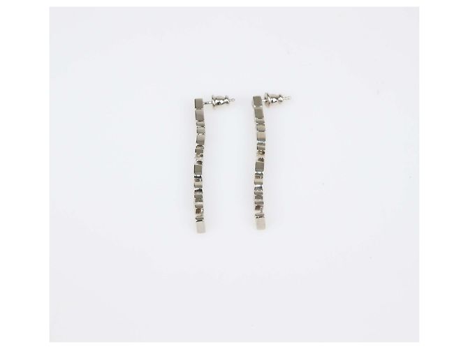Fendi Silver Tone Metal Crystal Embellished Fendi Roma Drop Earrings Silvery - view 4