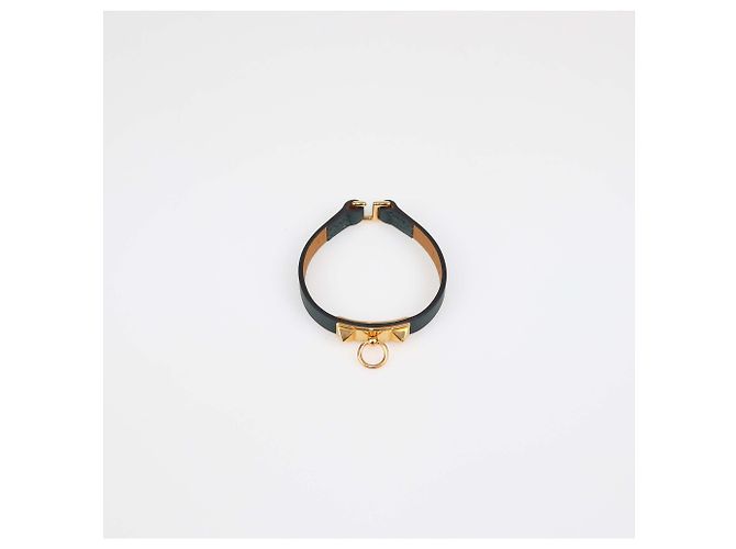 Hermès Hermes Vert Bosphore Swift Leather Rose Gold Mini Rivale Bracelet T2 Verde scuro - vista 4