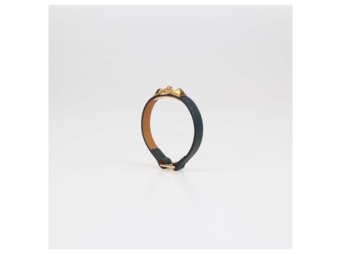Hermès Hermes Vert Bosphore Swift Leather Rose Gold Mini Rivale Bracelet T2 Verde scuro - vista 5