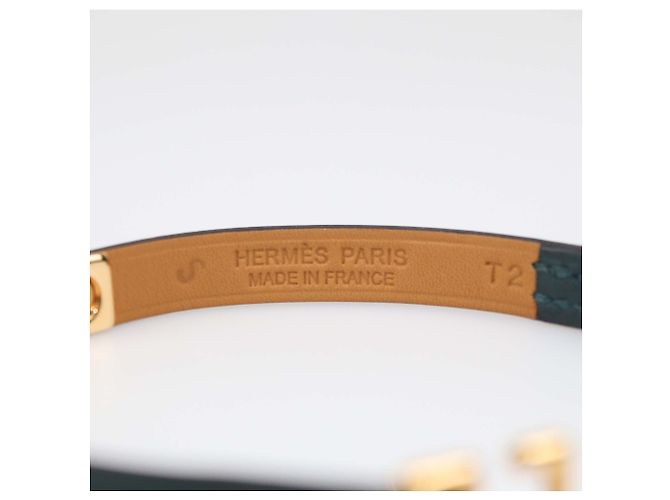 Hermès Hermes Vert Bosphore Swift Leather Rose Gold Mini Rivale Bracelet T2 Verde scuro - vista 6