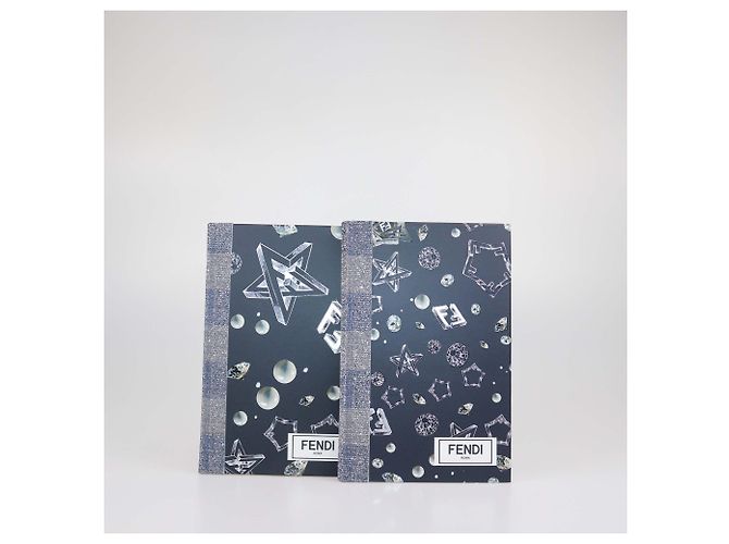 Fendi Midnight Blue and Silver Geometric Notebooks Silvery - view 9