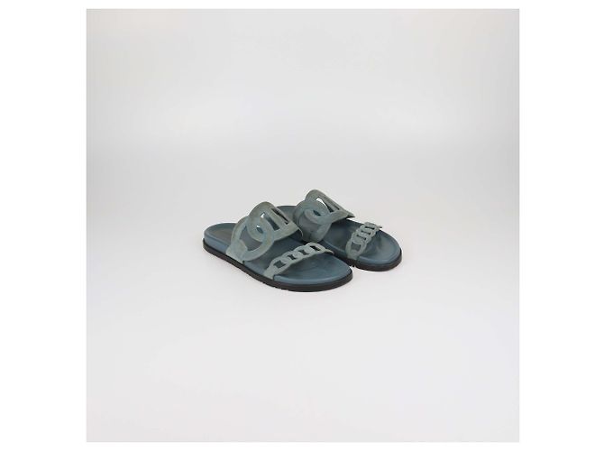 Hermès Sandalias Hermes Blue Suede Extra Azul - vista 2