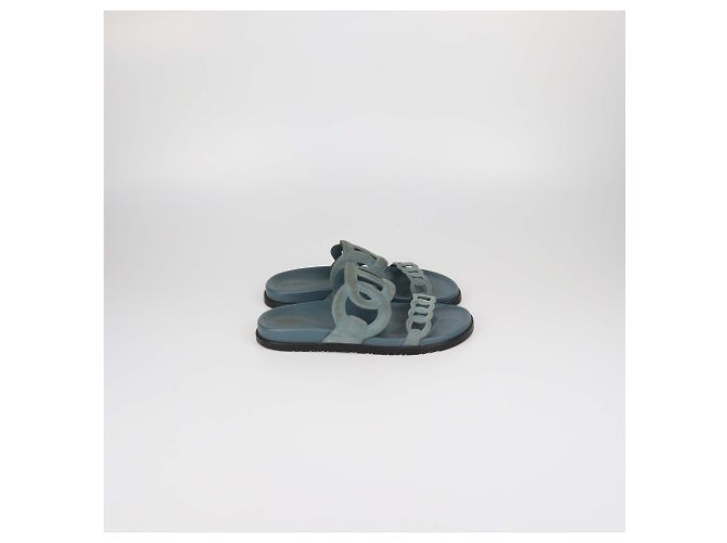 Hermès Sandalias Hermes Blue Suede Extra Azul - vista 3