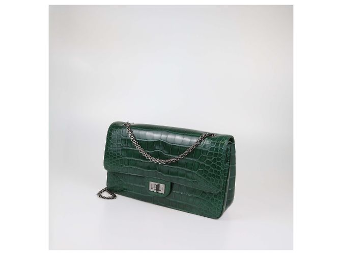 Borsa a patta Chanel 227 Reissue 2.55 in alligatore verde lucido - vista 2