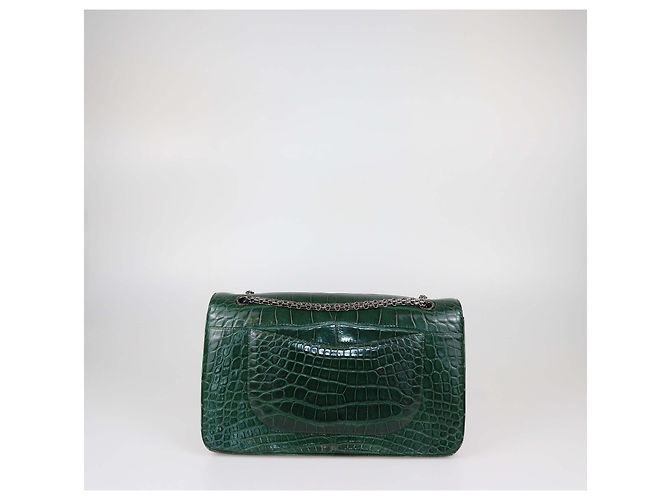 Borsa a patta Chanel 227 Reissue 2.55 in alligatore verde lucido - vista 3