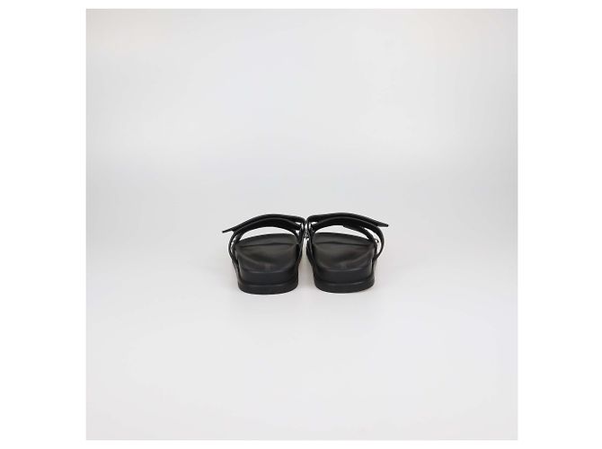 Hermès Hermes Chypre Sandalen aus schwarzem Leder mit Medor-Nieten - Ansicht 5
