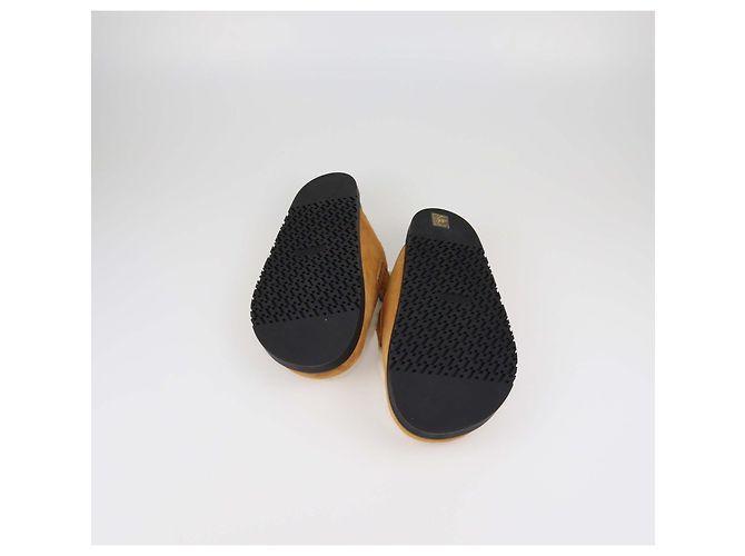 Hermès Mules Hermes GO in camoscio e shearling marrone - vista 7