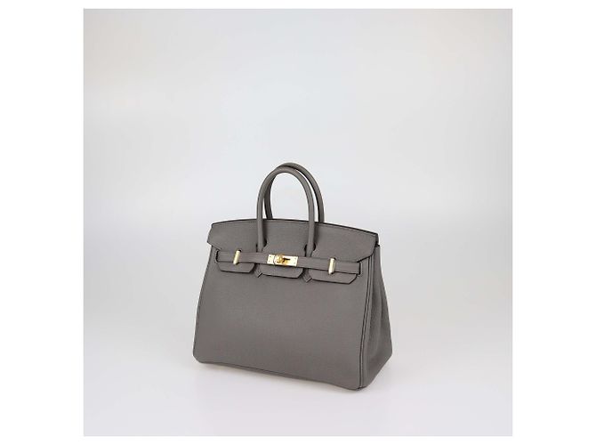 Hermès Borsa Birkin 25 Hermes in pelle Togo Gris Etain con hardware dorato - vista 2