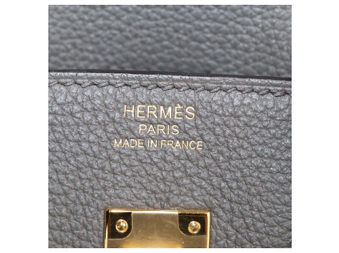 Hermès Borsa Birkin 25 Hermes in pelle Togo Gris Etain con hardware dorato - vista 5