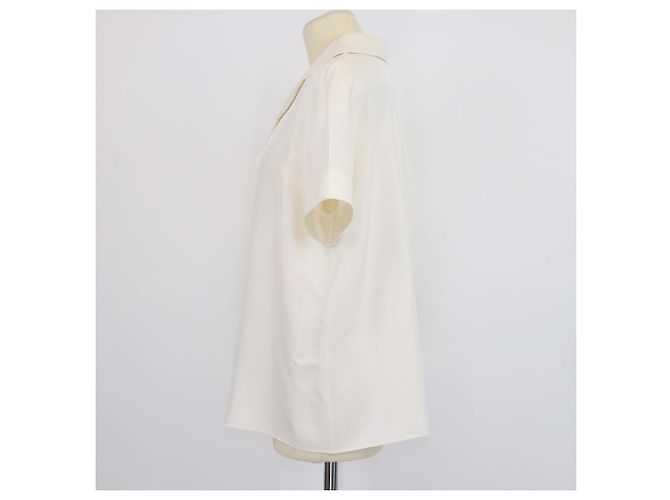 Camicia a maniche corte in seta avorio Chanel Crudo - vista 2