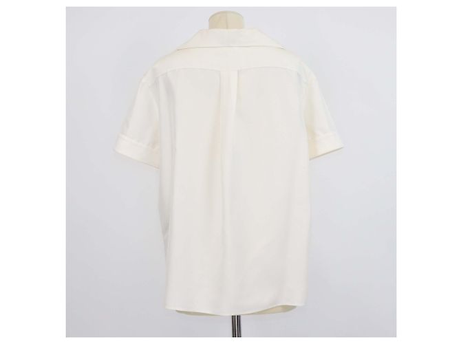 Camicia a maniche corte in seta avorio Chanel Crudo - vista 3