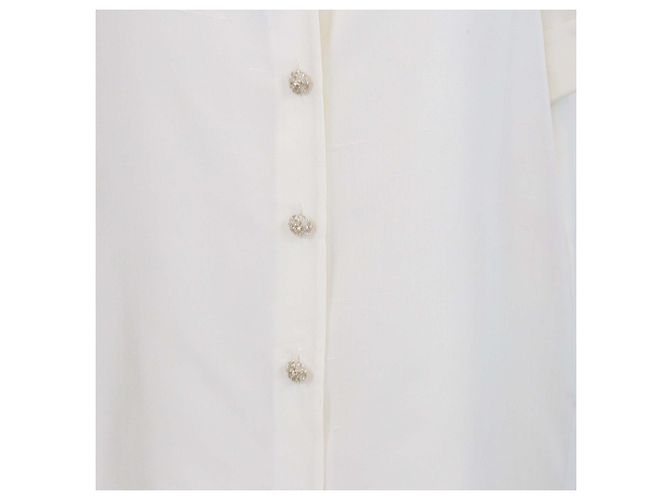 Camicia a maniche corte in seta avorio Chanel Crudo - vista 4
