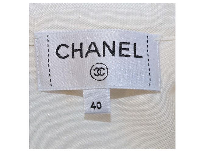 Camicia a maniche corte in seta avorio Chanel Crudo - vista 5