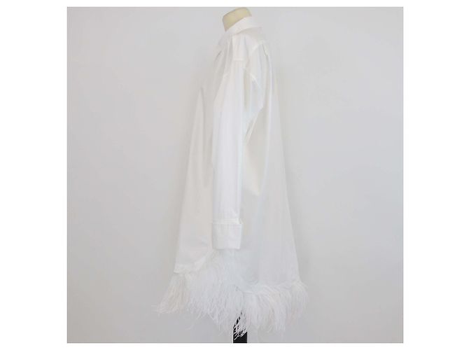 Camisa Marques Almeida de algodón blanco con ribete de plumas de avestruz - vista 2