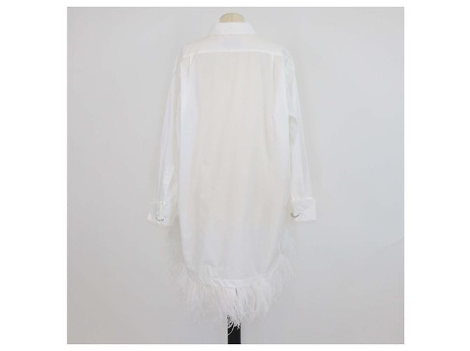 Camisa Marques Almeida de algodón blanco con ribete de plumas de avestruz - vista 3