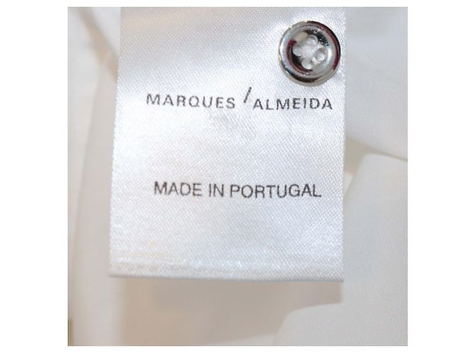 Camisa Marques Almeida de algodón blanco con ribete de plumas de avestruz - vista 6
