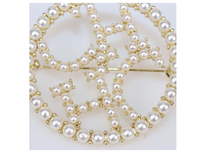 Spilla Carolina Herrera in metallo dorato e perle sintetiche D'oro - vista 2
