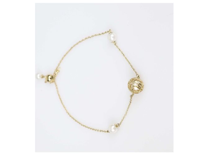 Bracciale a catena in metallo dorato e perle sintetiche Carolina Herrera D'oro - vista 4