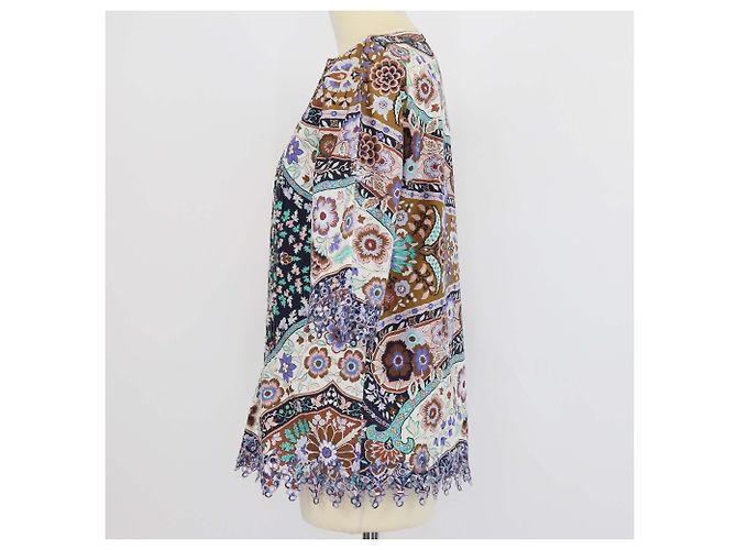 Top plissettato ricamato in cotone multicolore con stampa floreale Etro - vista 2