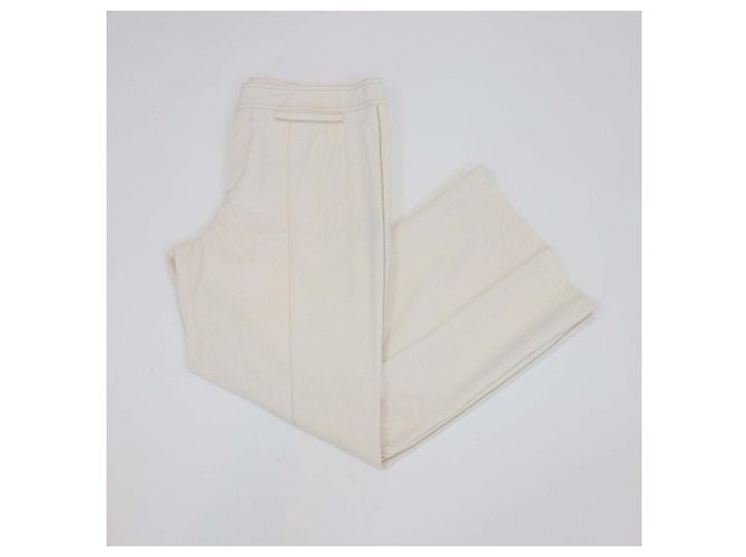 Pantalones wide leg Isabel Marant en mezcla de algodón crema Crudo - vista 3
