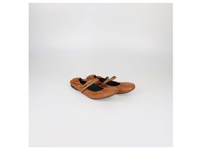 Hermès Ballerine Jolly in pelle Naturel Hermes Marrone - vista 2