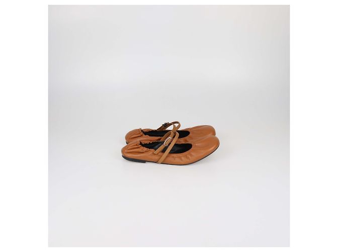 Hermès Ballerine Jolly in pelle Naturel Hermes Marrone - vista 3