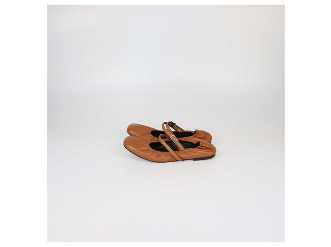 Hermès Ballerine Jolly in pelle Naturel Hermes Marrone - vista 4