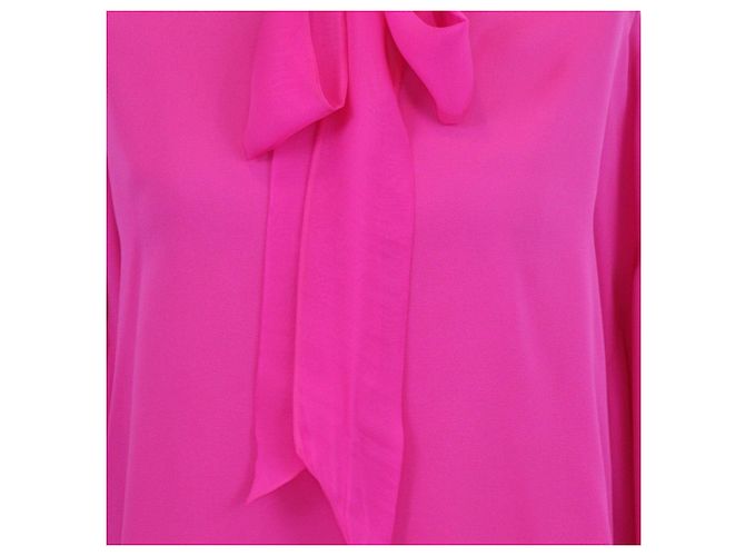 Túnica Valentino em seda fúcsia com gola de laço Rosa - vista 4
